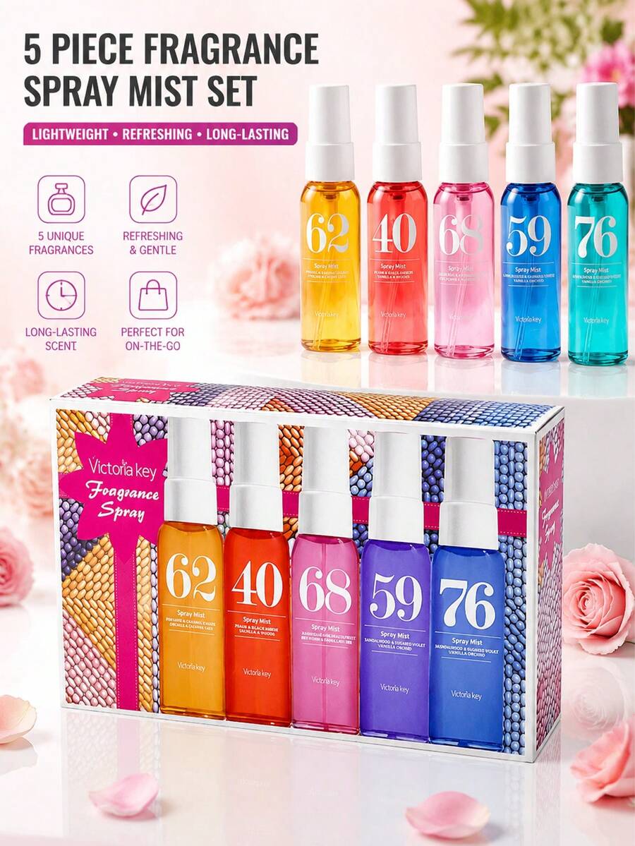 5/1pc 40ml Fragrance Mist Set, Long-Lasting Scent, Mini Body Fragrance Spray Combination, Fresh Floral & Fruity Notes, Compact & Portable, Suitable For Daily And Travel Use - 40ml - View 1