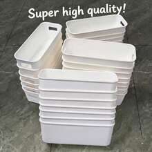 10pcs Stackable Plastic Storage Bins With Handles, Multi-Functional Storage Baskets For Office, Home, Closet, Durable Containers For Socks, Underwear, Stationery, Cosmetics, Space-Saving Drawer Organizers (Plastic Products May Slightly Deform, Actual Size May Be Slightly Smaller Than Pictures, Please Do Not Buy If You Mind) - White - View 8
