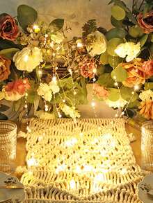 1pc 2/3/5m Faux Pearl Wrapped Copper Wire Decorative String Lights, Requires 2 AA Batteries, Indoor Tabletop Decorative String Lights, Party, Holiday Event, Wedding Scene Decorative Lighting, Home Room Wall Decorative Lights - Warm white light - View 7