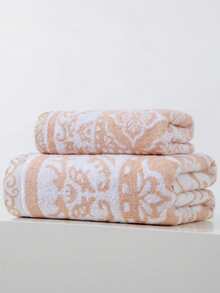 1 Piece Khaki Cotton Thin Towel Or Small Kitchen Towel With Diamond Floral Pattern. Quick-Drying And Absorbent, Suitable For Men And Women All Year Round, Ideal For Bathroom, Travel, Holidays, Gifts, School, Hotel, And Home Use. - Khaki - View 9