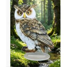 Adorno de animal de acrílico simulado con impresión plana para exterior, búho de jardín repelente de ratas, artesanía para patio - 1PC - Ver 7