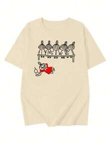 Women's Summer Fashion Short-Sleeved T-Shirt, Versatile Loose-Fitting Round Neck Top - Apricot - View 3
