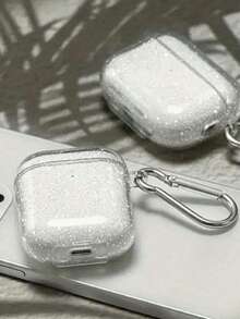 Sparkly Transparent Bluetooth Earphone Case Soft Earphone Cover With Silver Hook - Multicolor - View 2