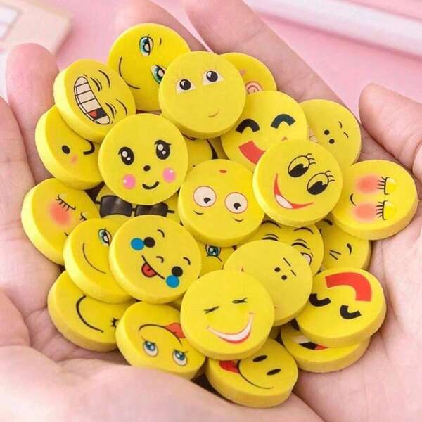 20pcs Random Mini Pattern Erasers, Student Stationery Prizes, Clean No Residue Office/School Erasers Back To School