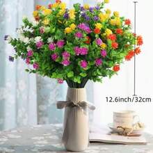 OBOVAY 20 bouquets de fleurs artificielles d'extérieur, résistantes aux UV, résistantes à la décoloration, buissons de buis en plastique, (mélange jaune, blanc, violet, rouge) pour jardin, patio, porche, jardinière, maison, mariage, décoration suspendue de style ferme - Plusieurs styles - Voir 3