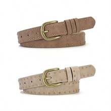 1pc New Vintage American Style Rivet Distressed Punk Belt, Fashion Versatile Waist Belt For Women - Multicolor - View 23