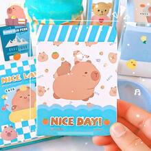 Cuaderno de papelería Capybara Oficial! 1 pieza aleatoria de cuaderno de bolsillo Capybara, bloc de notas portátil lindo, set de cuadernos portátiles - Rectángulo - Ver 1