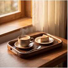 OBOVAY Bandeja multiusos sólida hecha a mano, impermeable, fácil de limpiar, resistente a altas temperaturas, resistente a caídas, duradera con asas para café, caramelos, alimentos, pan, horneado, almuerzo, desayuno, mesa de cocina, regalo - Multicolor - Ver 3