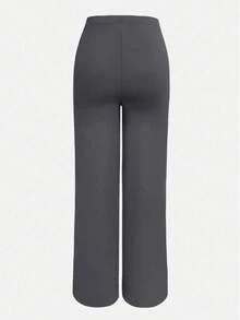 Pantalones rectos de cintura alta para mujer de talla grande, nuevo diseño de primavera/verano - Gris - Ver 4