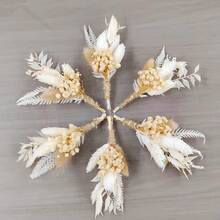 1/2/4/8/12 Stücke Mini künstlicher Blumenstrauß Hochzeits-Boutonnière im Boho-Stil, Hochzeitsdekoration, Herren-Reversblume, Tischblume, Herz-Ornament, Schilfgras, Geburtstags-Kuchendekoration, floral - L7 - Übersicht 4