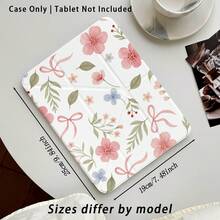 Butterfly, Flower And Leaf Pattern Painted Effect Acrylic Crystal Tablet Protective Case With Stand, Compatible With Samsung/Apple/Honor/ Popular Models, Foldable Anti-Bend, Silicone Reinforced Corners, Auto Wake/Sleep Function, Built-In Pen Slot, Multi-Angle Foldable Stand - Style 14 - View 3