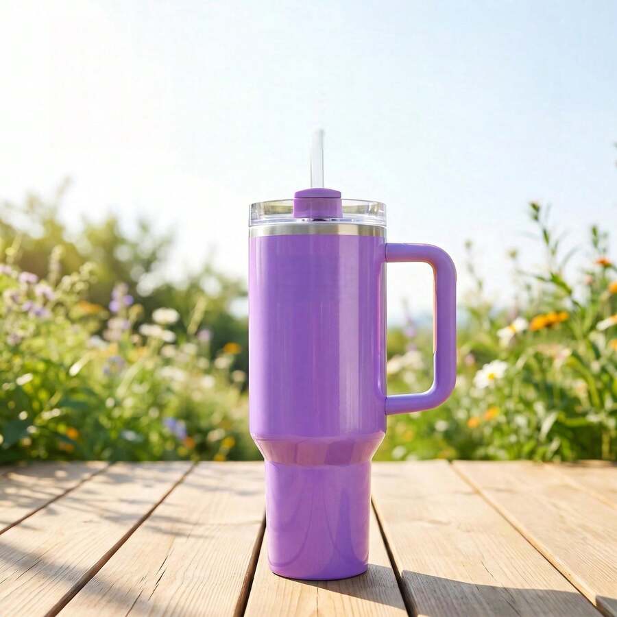 STANLEY ST 40oz Quencher 2.0 Purple Tumbler, Vacuum Insulated Stainless Steel Cup, Non-Slip Handle & Splash-Proof Lid, Large Capacity For Home Office Outdoor Hiking, Aesthetic Holiday Gift - 紫色 - 查看 1