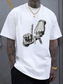 Camisetas casuales de manga corta para hombre en talla pequeña - Blanco - Ver 1
