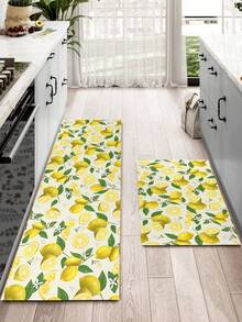 1pc Rubber Kitchen Mat, Printed With Vibrant Lemon And Floral Pattern Kitchen Mat, Can Be Placed In Front Of The Sink, Used For Standing, Kitchen Decoration - Multicolor - View 7