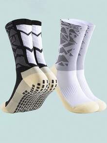 Kaos Kaki Olahraga Pria Geometris - Hitam dan Putih - View 1
