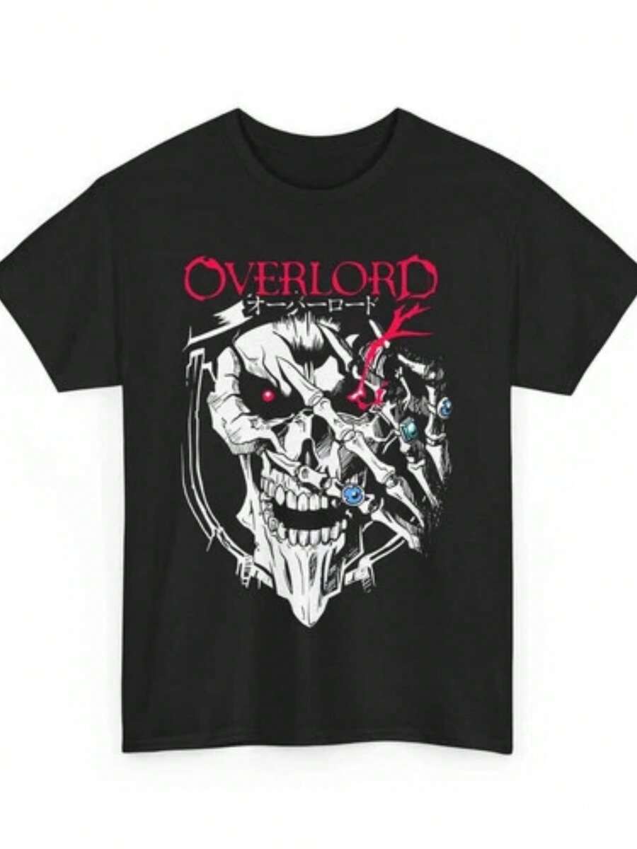 Anime Anime Skull, Overlord Ainz T Shirt - Black - View 1