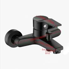 Matte Black Wall Mounted Bathtub Faucet, ABS Handle Zinc Alloy Bath Shower Mixer Tap With Diverter, Modern Hot & Cold Bathroom Faucet For Tub - A - View 5