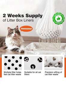 7 Packs Extra Large Cat Litter Liner Bags, Cat Litter Filter Bags, Trash Can, Odor-Resistant, Thickened Design, Elastic Drawstring Design, Easily Solve The Problem Of Difficult Cat Litter Cleaning, Rectangular Design, Made Of Polyethylene Material, Suitable For All Cat Litter Boxes, A Reusable, Convenient And Mess-Free Cleaning Solution. - 7 Pieces (one Pack) - View 3