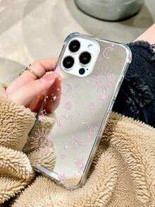 極簡細線粉色日月圖案鏡面手機殼，適用於 iPhone 13/15/16/17pro/17/14/17/15pro/15 Plus/15 Promax/7plus/8plus/X/Xs Max/Xr/11pro/12pro/13pro/14pro/12mini/13mini/11promax/12promax/13promax/14promax/14plus/17pro Max/17Air/6/6s Plus/7/8/16Pro/16plus/16promax/Se2 & Galaxy/A54/A14/A12/A13/A15/A32/A33/A24/A52S/S20/S21/S22/S23/S24/S23Plus/S24ultra/S25/A33/A23/A07/A17/S26/A56/A57 - 彩色 - 查看 2