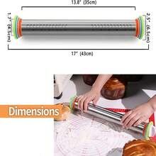 17-Inch Stainless Steel Adjustable Thickness Rolling Pin With Colored Handle - Premium Non-Stick Dough Roller, Suitable For Home And Professional Bakers, Pizza Dough, Pastry Essential, Stylish Roller, Home Baker - View 8