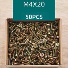 50/100 Pieces Of High-Strength Rigid Self-Tapping Screws, Surface Galvanized Wood Screws, M4 Flat Head Drilled Screws, Suitable For Fiberboard And Wood - Matte Industrial Hardware - 50pcs - View 17
