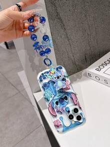 Disney Has Authorized, Phone Case - Chain Set, The Stitch Lilo & Stitch 3D Phone Case Plus A Silicone 3D Stitch Bracelet With Metallic Ring Removable Bracelet, Stitch And Angel Pattern, Compatible With Iphone17/16/15/14/13/12/31/XS/XR/X Plus Pro Max, A Stylish Cartoon Phone Case, The Perfect Gift Choice, Phone Protection, Durable Phone Cover, Great Gift For Friends And Family. - 白色 - 查看 5