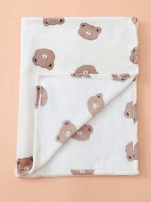1pc Cute Fresh Baby Blanket, Lightweight Flannel Throw, Suitable For Spring And Autumn, Soft And Skin-Friendly, Ideal For Baby Indoor, Camping, Sofa - Brown - View 2