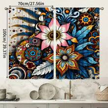 2pcs Bohemian Vintage Floral Print Decorative Curtains, No-Drill Rod Pocket Design, Easy Installation, Polyester Material, Machine Washable And Hand Washable - Bohemian Exotic Style Living Room Bedroom Curtains, Suitable For Bedroom, Office, Kitchen, Living Room, Study, Home Decor. - Multicolor - View 13