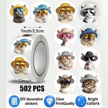 502pcs/Roll, Glasses Puppy Pattern Stickers, Top Choice For Small Gifts. DIY Stickers. Happy Father's Day, Back To School Season. 10 Different Patterns. PVC Material, Suitable For Gift Packaging Labels, Party Favors. Water Bottle Decoration. Planner Decoration, Souvenir Decoration. Gift Packaging Decoration, Classroom Reward Supplies, Study Stationery Decoration, Scrapbook Stickers And Other Favorite Product Decoration Stickers. - Multicolor - View 1