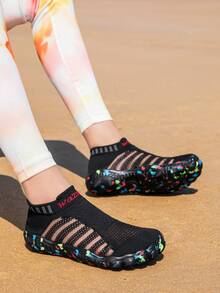 TACHUAN 1 Pair Women's Solid Color Vacation Beach Polyester (Polyester) Amphibious Beach Shoes Summer - Black - View 2