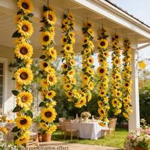 1/2pcs Artificial Sunflower Vine Decoration, Sunflower Wreath With Green Leaves, Suitable For Indoor/Outdoor Wall Decor, Wedding Arch, Party Decoration, Room Decor, Kitchen, Garden, Birthday, Wedding, Valentine's Day, Mother's Day - One Pack - View 9