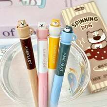 1pc/Set Cat Theme Twist Ballpoint Pen, 0.5mm Quick-Dry Black Ink, Stress-Relief Rotating Mechanism, Silicone Grip, Suitable For Office, School, Holiday, Back To School - A - View 6