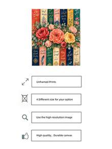 1pc Frameless Islamic Floral Book Art Arabic Calligraphy Watercolor Muslim Gift Wall Art Poster Print For Apartment Living Room Bedroom Dorm Decor, Room Decor, Prints For Wall - Flower Books - View 6