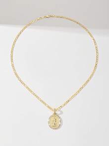 1 pieza Collar con colgante clásico de la Virgen María católica de circonita, cobre chapado en oro de 14k con artesanía sólida, cadena clásica estándar de 60 cm, talla vintage con acentos de circonita elegante y digna, adecuado para hombres y mujeres, combinando significado decorativo y religioso conmemorativo. - Amarillo Oro - Ver 6