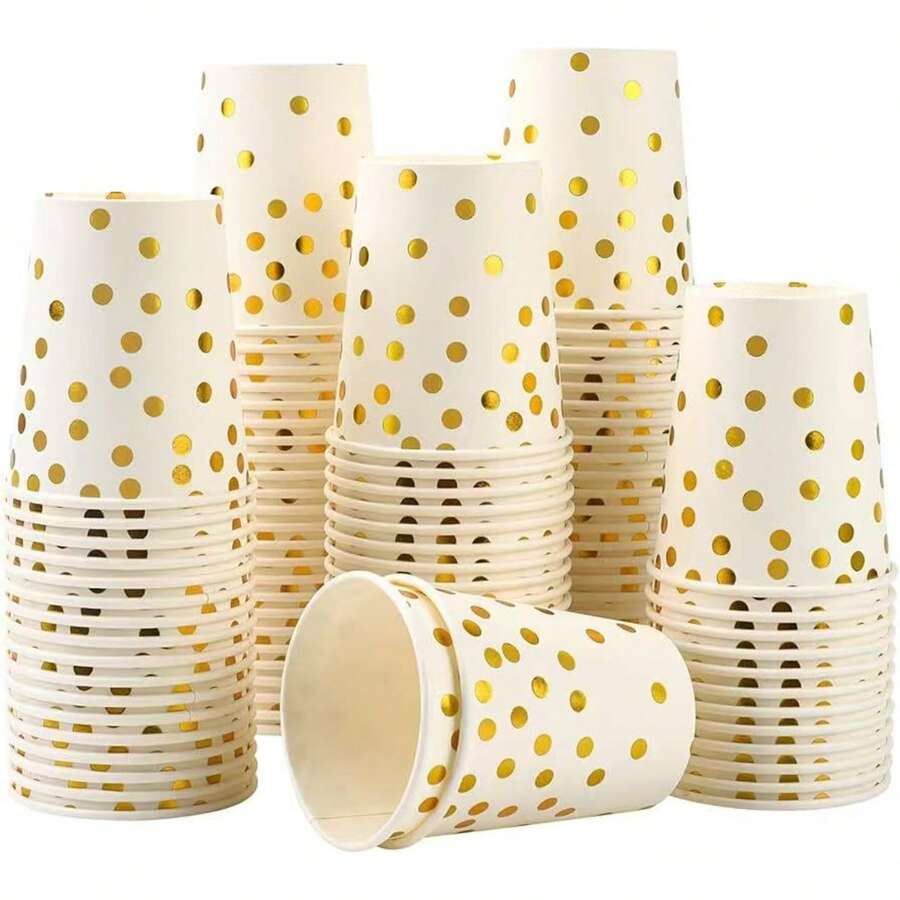 100/50/40/30//25/20/10/5 piezas Tazas de café de platino blanco de 9 oz, tazas de agua, tazas de bebidas, tazas de leche, tazas de jugo, adecuadas para bebidas frías y calientes, agua, jugo o té, oficina, fiesta, hogar, viaje, picnic y eventos - platino - Ver 1