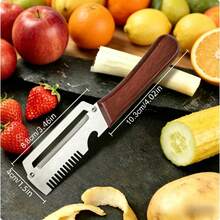 1/2pcs Multi-Function Vegetable Peeler, 3-In-1 Kitchen Peeler With Wooden Handle, Grater And Bottle Opener, Suitable For Potatoes, Carrots, Apples, Fruits And Vegetables - Silver - View 3