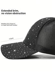 Star Print Trucker Hat, Star-Shaped Print Rhinestone Baseball Cap, Breathable Mesh Adjustable Sun Hat, Suitable For Daily Commute And Outdoor Wear. - Multicolor - View 3