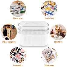 3-Tier Medicine Storage Box (24.3 X 22 X 33.5 Cm) – Portable Medicine Organizer With Leather Handle And Removable Compartments, First Aid Kit With Secure Closure, Waterproof And Dustproof Medicine Box, Plastic Organizer For Ointments, For Home, School And Office - White - View 9