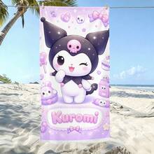 1 pieza Toalla de playa con tema de Hello Kitty rosa - Un artículo esencial con tema de dibujos animados diseñado para la playa, la natación, el camping al aire libre y los viajes. Esta toalla de playa extragrande es altamente absorbente y de secado rápido, lo que la convierte en la opción ideal para viajes, diversión en la piscina o baño en casa. - Multicolor - Ver 1