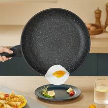 1pc 22/24/26/28cm Frying Pan, Reinforced Non-Stick Coating, Non-Stick Frying Pan, Stir-Fry Pan And Wok, Grill, Chef's Pot, Non-Stick Aluminum Frying Pan, Suitable For Gas And Induction Stoves, Cookware, Kitchen Utensils, Kitchen Supplies, Kitchenware, Scratch-Resistant, Easy To Clean, Perfect For Steak And Vegetables, Tableware, Egg Frying Pan, Chef's Pot, Vegetable Pot - Black - View 2