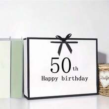 1 buah Tas Kado Lipat dengan Pegangan Kokoh, Alas Lebar, Dapat Digunakan Kembali, Cocok untuk Ulang Tahun ke-50/60 dan Hari Raya - A - View 6