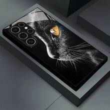 [Versand innerhalb von 24 Stunden]Dunkler Stil Schwarze Katze Nahaufnahme Handyhülle, Gelbäugige Schwarze Katze Kunstdruck, Vollabdeckung Anti-Sturz Glashülle, Geeignet für Apple 17/16/15/14/13/12/11/X/Xs/Pro/Plus/Max, S21/S22/S23/S24/S25/S26 und andere Modelle wie , , usw. - Abbildung 1 Stück - Übersicht 3