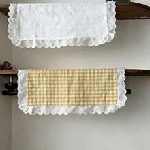 1/4pcs Korean Ins Style Yellow Plaid Classic Art Small Yellow Flower Lace Table Mat Napkin, Suitable For Wedding, Valentine's Day, Home Use And More - Multicolor - View 5