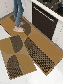 1pc Rubber Kitchen Mat, Rustic Style Artistic Decor, Bohemian Design Floor Mat. Can Be Placed In Front Of Sink, Used For Standing, Kitchen Decoration - Multicolor - View 3