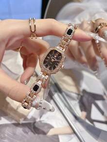 1pc New Casual Fashion Women's Bracelet Watch, Crystal Inlaid Dial, Rhinestone Decorated Strap, Suitable For Students Back To School - Style2 - View 18