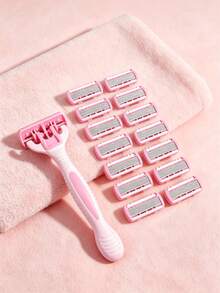 6-Layer Women's Shaving Razor, 6/12/18/24/36 Pcs Blades, Safety Razor For Women, Suitable For Intimate Areas, Armpits, Legs, Shaving Tool, Facial Care, Travel Essential - 2 Handles + 36 Blades - View 4