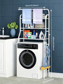 3-Tier Freestanding Storage Rack, Over-The-Washing-Machine Bathroom Organizer, Durable Iron Pipe, Large Capacity, Stable, No-Drill Easy Installation, Bathroom Decor - Multicolor - View 8