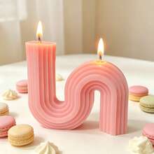 1pc Viral High-Aesthetic Soy Wax Scented Candle, INS Minimalist Wabi-Sabi Style Geometric S-Shaped Wave Rainbow Arch Vertical Stripe Design, Smokeless Long-Lasting Fragrance, Niche Atmosphere Home Desktop Decor Ornament, Photo-Ready Prop, Birthday Valentine's Day Gift - Hsu-shaped Scented Candles - View 8