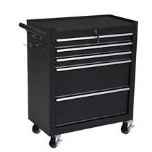 Tool Cabinet, Tool Cart, Roller Cabinet, Steel Roller Cabinet With Handle, 100kg Load Capacity, 5 Drawers, Lockable, Casters, Cold-Rolled Steel, Slide Rails, Protective Mat Included - A - View 1