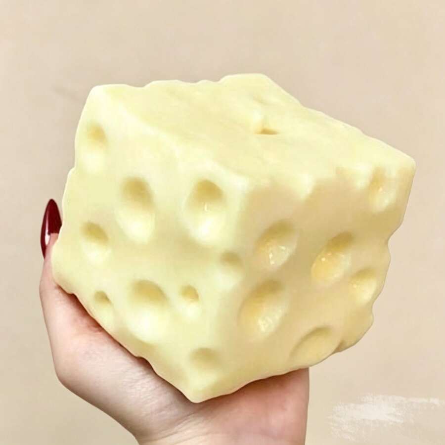 巨型起司方塊壓力球，大號起司可擠壓壓力玩具，不反彈，手工方形起司軟玩具，填充石油凝膠或麵粉，不彈跳，可塑形起司軟玩具，適合青少年和成人緩解壓力，柔軟可擠壓派對活動玩具，壓力緩解擠壓，成人惡搞禮物，壓力緩解起司塊